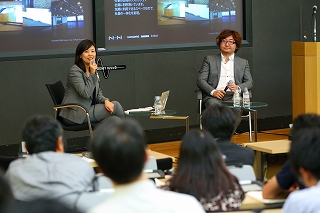写真左:神原弥奈子(株式会社ニューズ・ツー・ユー 代表取締役社長)写真右:森川亮(NHN Japan 株式会社 代表取締役社長)