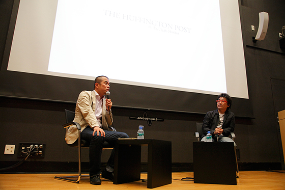写真左:田端信太郎(LINE株式会社 執行役員 広告事業グループ長)写真右:松浦茂樹(ザ・ハフィントン・ポスト日本版 編集長)