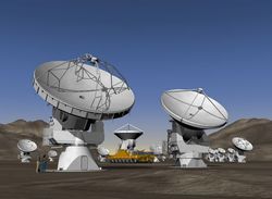 建設が進むALMA望遠鏡の完成予想図 Credit: ALMA(ESO/NAOJ/NRAO)